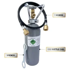 Komplett set - CO2 Flasche, Schlauch Set, Kohlensäureschlüssel für Sodastream, Wassersprudler, 1-leitig, CO2 - 0.5 kg