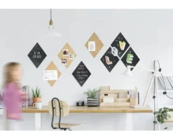 Kreidetafel & Korkpinntafel Form Diamant 7 Stk. inkl. Pinnadeln & Kreidestift