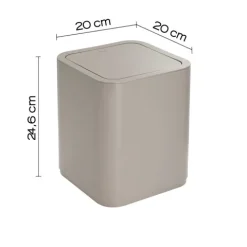 8 Liter, quadratischer Abfalleimer mit Deckel in Beige | Agave