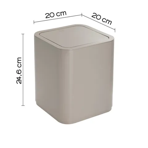 8 Liter, quadratischer Abfalleimer mit Deckel in Beige | Agave