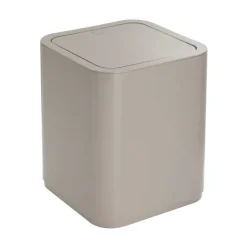 8 Liter, quadratischer Abfalleimer mit Deckel in Beige | Agave