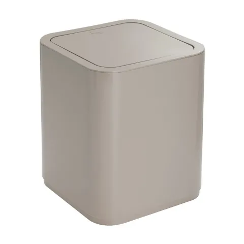 8 Liter, quadratischer Abfalleimer mit Deckel in Beige | Agave