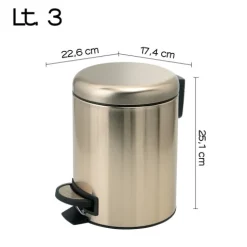 3-Liter-Treteimer, runde Form, Goldfarbe, Soft-Close, aus Edelstahl | Papaya