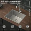 ML-Design Spülbecken Edelstahl 50 x 40 cm, Küchenspüle Rechteckig, 1 Becken, Einbauspüle Unterbauspüle, Edelstahlspüle mit Ab- und Überlaufgarnitur, Einzelbecken mit Siphon, Waschbecken Küche Spüle