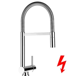 NIEDERDRUCK Wasserhahn Vorfenster Küchenarmatur, Umklappbar 4,5 CM, mit 360° schwenkbarem Auslauf, abnehmbare 2 strahl Handbrause, Verchromt
