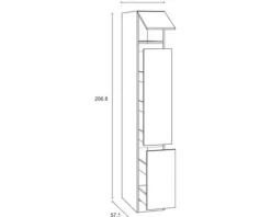 Optifit Apothekerschrank Luca932 BxTxH 30 x 57,1 x 206,8 cm weiß matt zerlegt KLLU HFZ306-0+