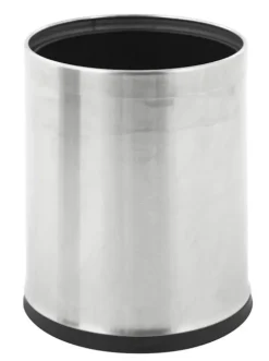 PROREGAL Eleganter Doppelwandiger Papierkorb Aus Edelstahl 10 Liter HxØ 27,5 x 22,5 cm Matt Edelstahl