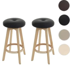 PROREGAL 2er-Set Barhocker drehbar und einfach Sitzhöhe 67cm Holz Kunstleder drehbar Schwarz helle Beine Barstuhl Tresenhocker