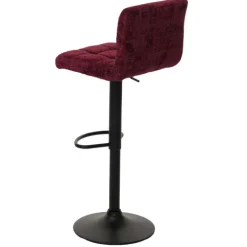 PROREGAL 2er-Set Barhocker gepolstert mit Lehne Sitzhöhe 63-83cm höhenverstellbar drehbar Stoff Chenille Bordeaux| Tresenhocker Barstuhl