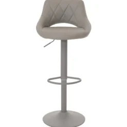 PROREGAL 2er-Set Barhocker gepolstert mit Lehne Sitzhöhe 60-82cm Fußablage drehbar Kunstleder Metall Grau Barstuhl Tresenhocker