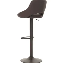 PROREGAL 2er-Set Barhocker gepolstert mit Lehne Sitzhöhe 60-82cm Fußablage drehbar Kunstleder Metall Braun Barstuhl Tresenhocker