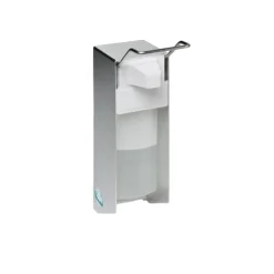 PROREGAL Robuster Handdesinfektionsspender Mit Behälter Wandmontage HxBxT 25 x 8 x 21 cm Aluminium Silber