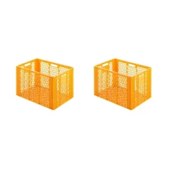 PROREGAL SuperSparSet 2 x Eurobehälter Bäcker- und Konditorenkasten HxBxT 42,1 x 40 x 60 85 Liter Gelb-Orange Brötchenkiste Sstapelbare Bäckerkiste
