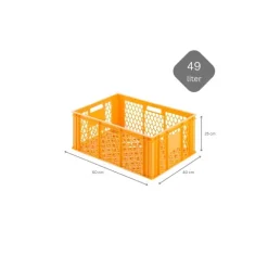 PROREGAL SuperSparSet 4x Eurobehälter Bäcker- und Konditorenkasten HxBxT 25 x 40 x 60 49 Liter Gelb-Orange Brötchenkiste stapelbare Bäckerkiste