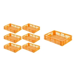 PROREGAL SuperSparSet 7 x Eurobehälter Bäcker- und Konditorenkasten HxBxT 13 x 40 x 60 24 Liter Gelb-Orange Brötchenkiste stapelbare Bäckerkiste