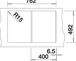 Spüle Blanco CLASSIC 40 S 780 x 510 mm edelstahl seidenglanz 511124 Becken rechts Mit Tropffläche