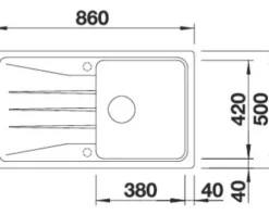 Spüle Blanco SONA 5 S 860 x 500 mm softweiß 527151