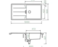 Spüle SCHOCK Tia D-100L A 1000 x 500 mm silverstone TIAD100LASIL