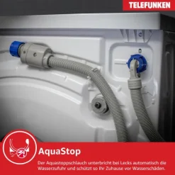 Telefunken Waschtrockner Kombi 9 kg Waschen / 6 kg Trocknen Waschmaschine mit Trockner integriert 1400 U/Min Weiß