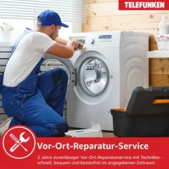 Telefunken Wärmepumpentrockner für 7 kg Wäsche Trockner Frontlader Wäschetrockner mit Knitterschutz leise TWP7EW