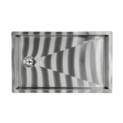 Tropfblech, Abtropfblech, Tropfschale - CNS zum Einlassen 440 mm x 240 mm inkl. Ablaufstutzen
