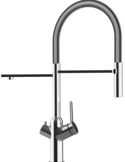 3 Wege Wasserhahn Küchenarmatur, BOD, mit 360° schwenkbarem Auslauf, abnehmbare 2 strahl Handbrause, Verchromt