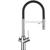 3 Wege Wasserhahn Küchenarmatur, BOD, mit 360° schwenkbarem Auslauf, abnehmbare 2 strahl Handbrause, Verchromt / Schwarz