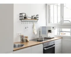WENKO Wandregal mit Haken Loft bambus/schwarz