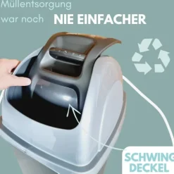 2x Mülleimer Schwingdeckel Mülleimer Küche 33 L Groß 60 cm Schwingeimer Mülltrenner Abfalleimer Küche Mülleimer mit Deckel Küchenabfalleimer